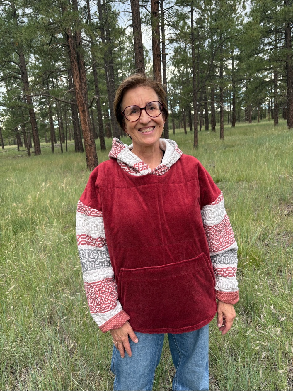 Vintage Women’s Medium Cozy Rust and Gray Women's Hoodie